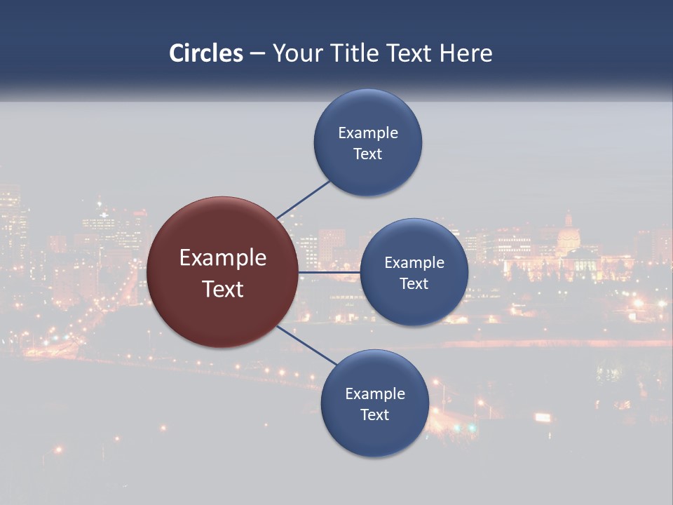 A City Skyline At Night With The Lights On PowerPoint Template