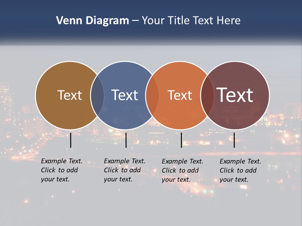 A City Skyline At Night With The Lights On PowerPoint Template