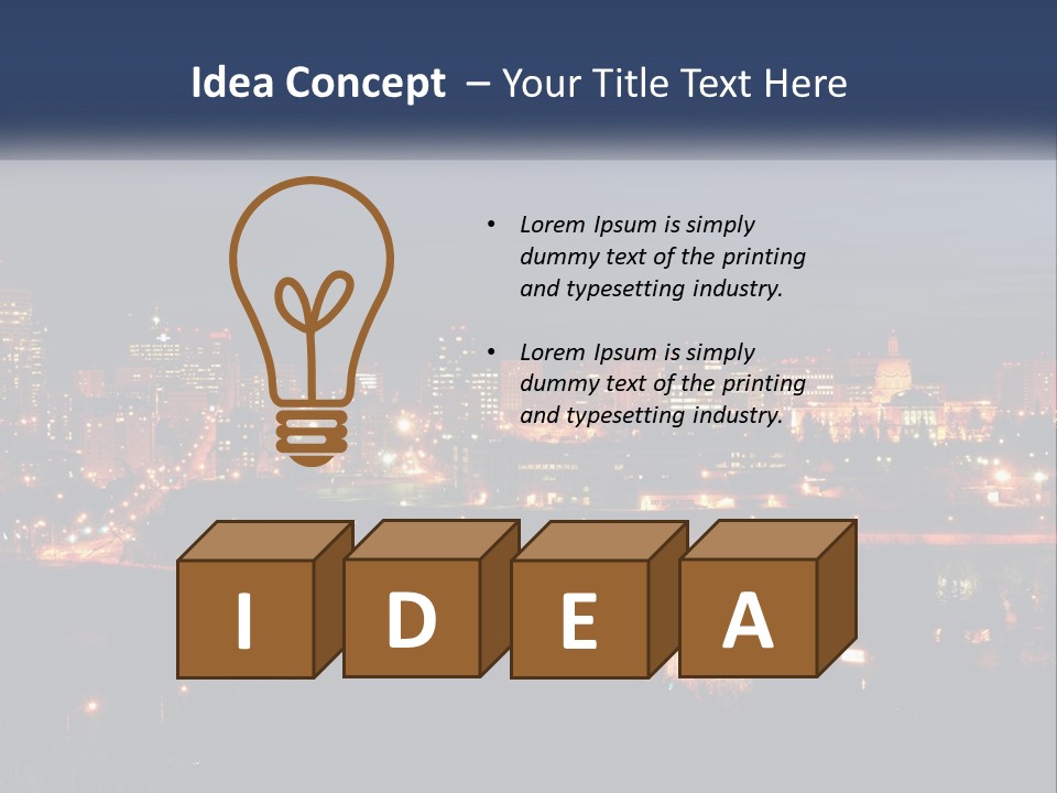 A City Skyline At Night With The Lights On PowerPoint Template