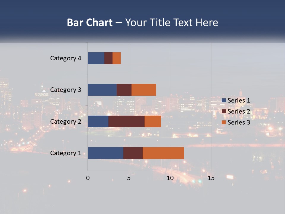 A City Skyline At Night With The Lights On PowerPoint Template
