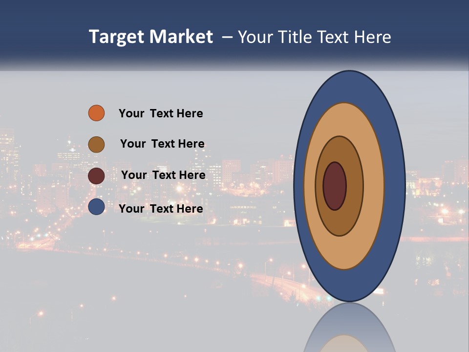 A City Skyline At Night With The Lights On PowerPoint Template