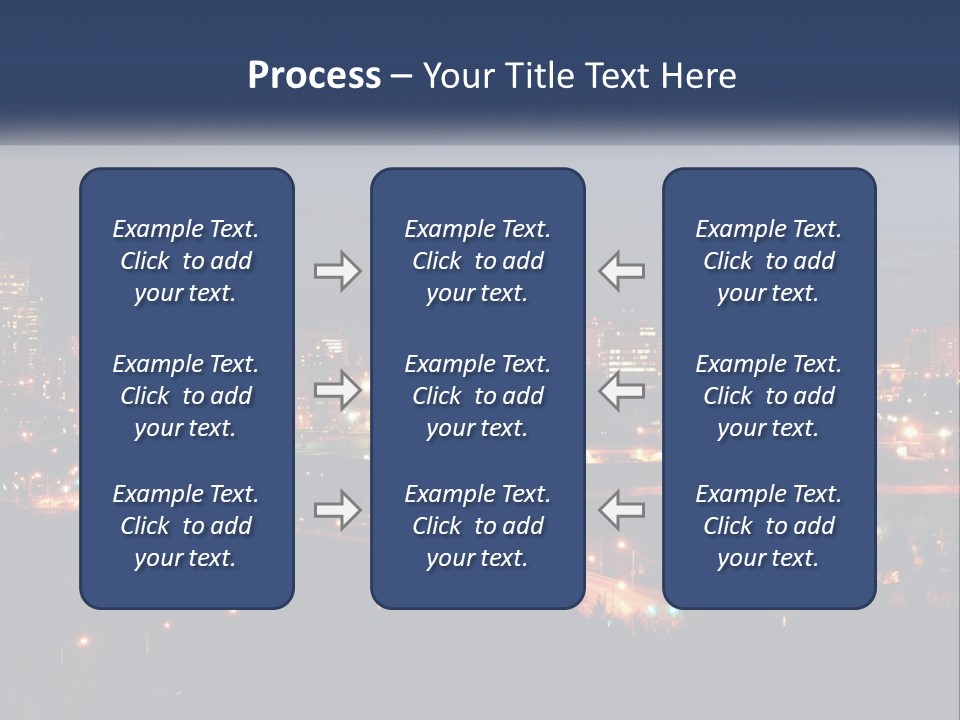 A City Skyline At Night With The Lights On PowerPoint Template