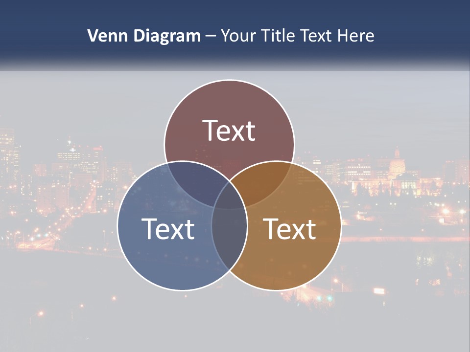 A City Skyline At Night With The Lights On PowerPoint Template