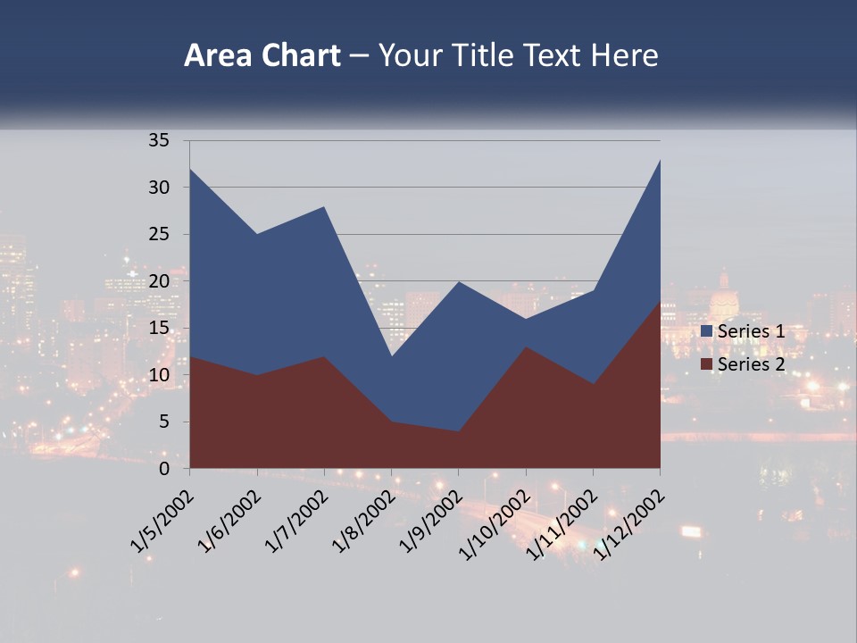 A City Skyline At Night With The Lights On PowerPoint Template