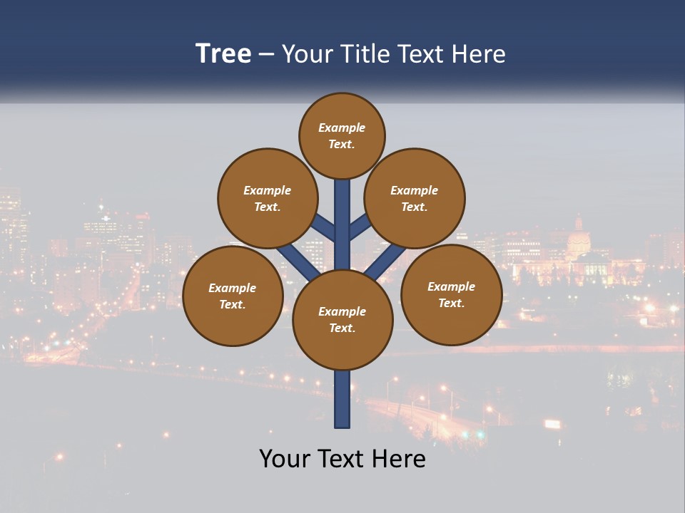 A City Skyline At Night With The Lights On PowerPoint Template