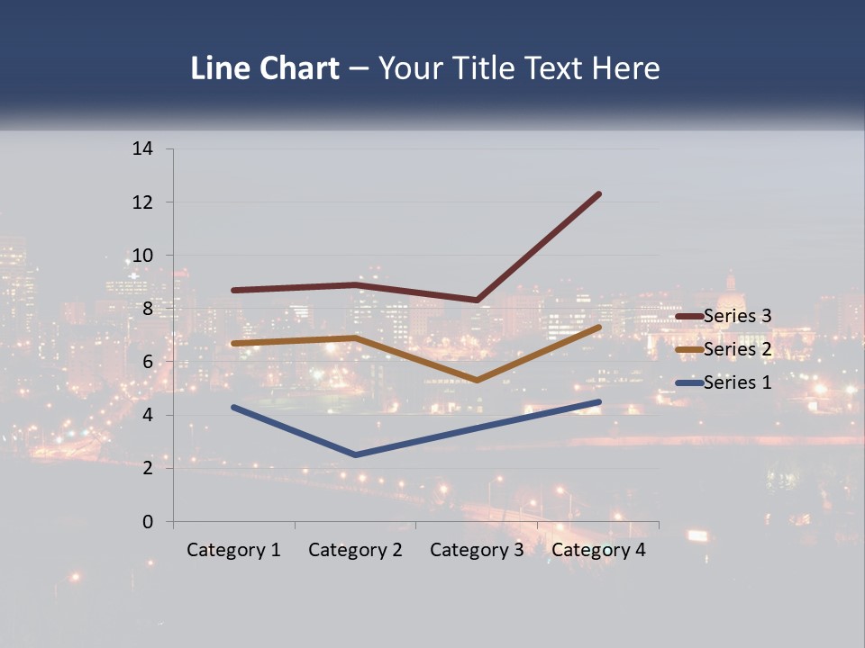 A City Skyline At Night With The Lights On PowerPoint Template