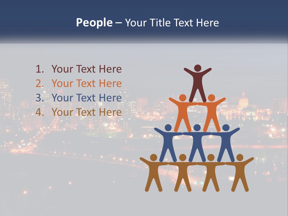 A City Skyline At Night With The Lights On PowerPoint Template