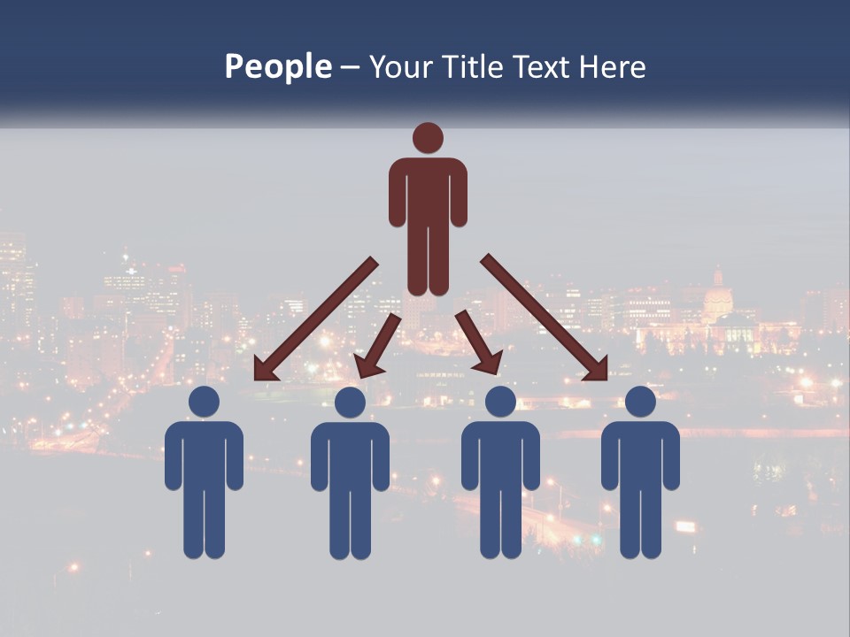 A City Skyline At Night With The Lights On PowerPoint Template