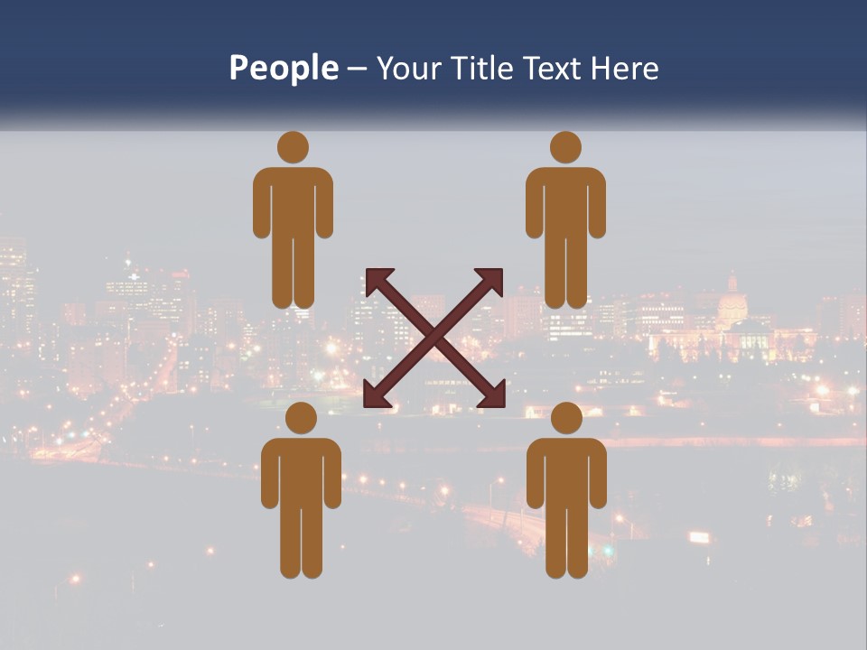 A City Skyline At Night With The Lights On PowerPoint Template