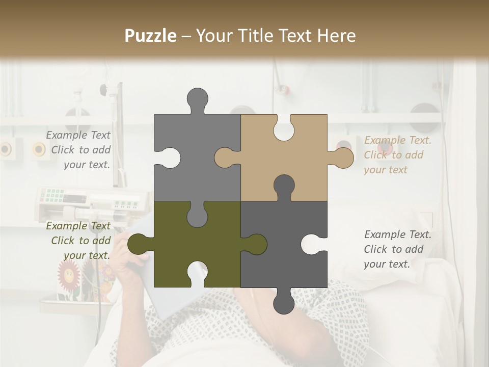 A Man Laying In A Hospital Bed Reading A Book PowerPoint Template