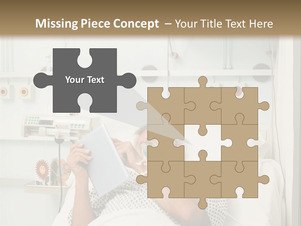 A Man Laying In A Hospital Bed Reading A Book PowerPoint Template