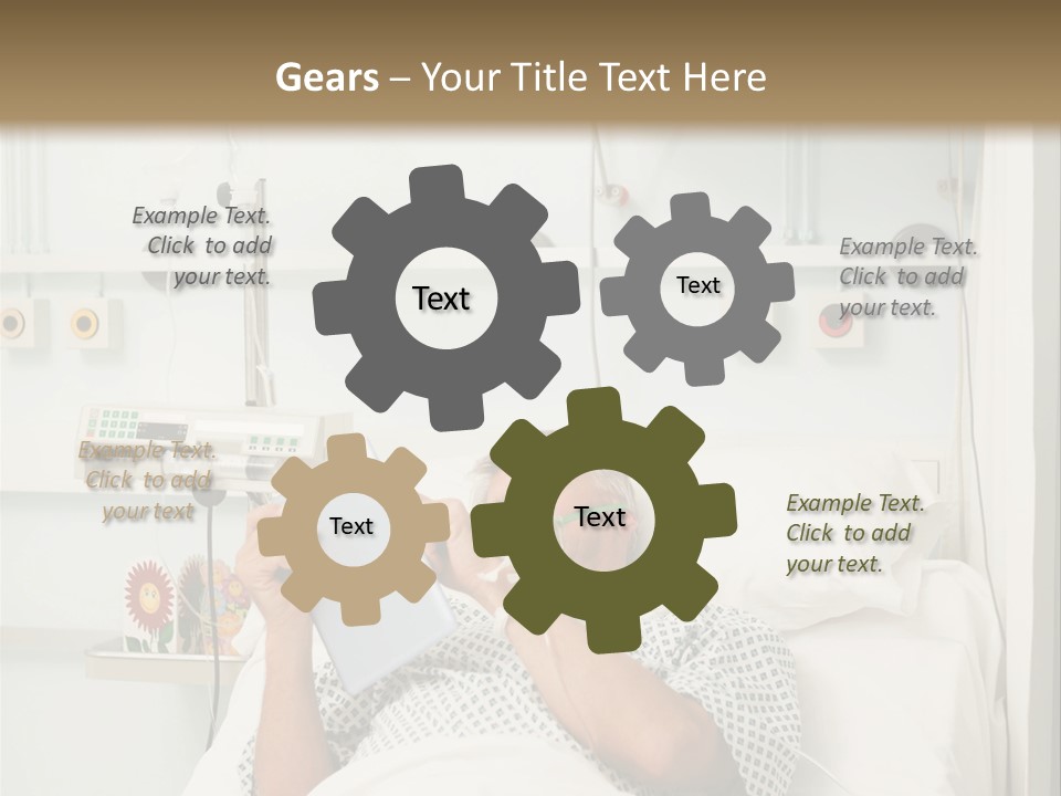 A Man Laying In A Hospital Bed Reading A Book PowerPoint Template