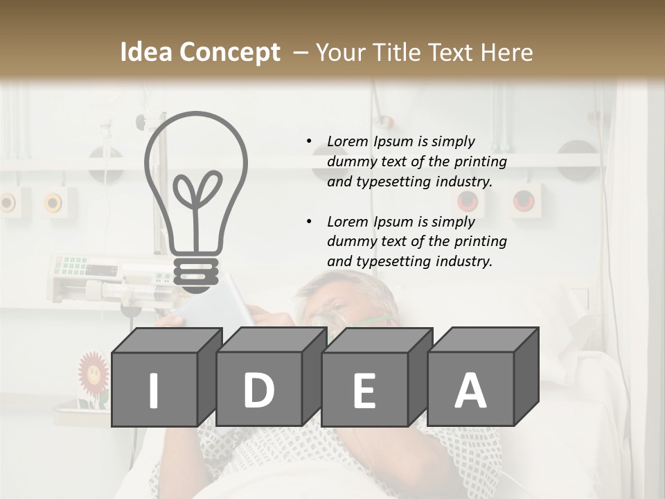 A Man Laying In A Hospital Bed Reading A Book PowerPoint Template