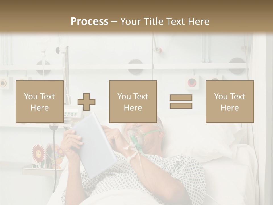 A Man Laying In A Hospital Bed Reading A Book PowerPoint Template