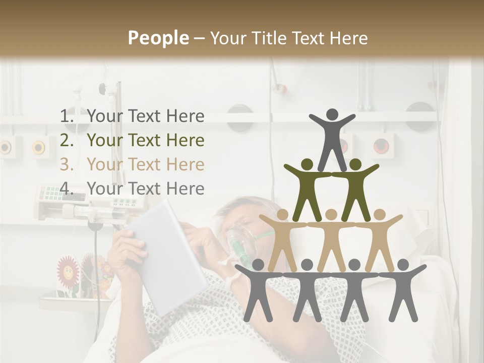 A Man Laying In A Hospital Bed Reading A Book PowerPoint Template