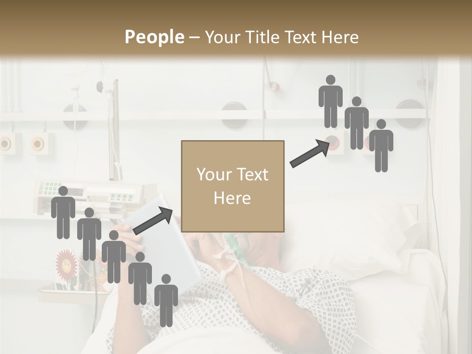 A Man Laying In A Hospital Bed Reading A Book PowerPoint Template