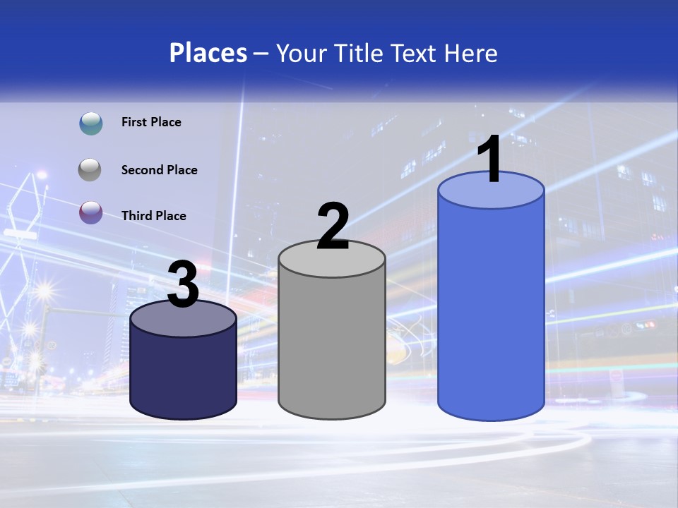 A Powerpoint Presentation Is Shown With A Cityscape In The Background PowerPoint Template