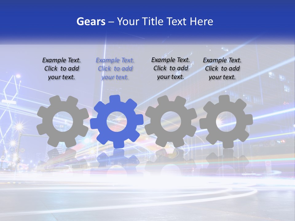 A Powerpoint Presentation Is Shown With A Cityscape In The Background PowerPoint Template