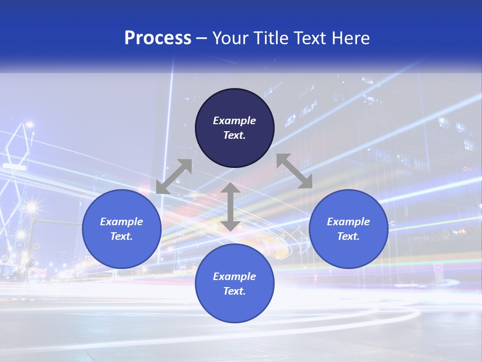A Powerpoint Presentation Is Shown With A Cityscape In The Background PowerPoint Template