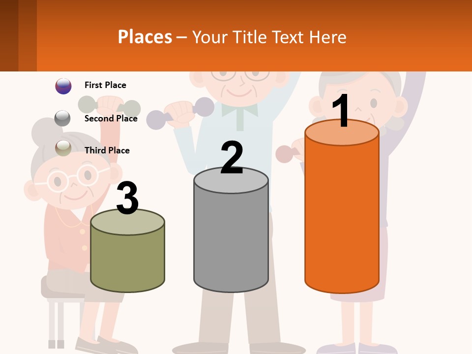 An Elderly Couple Exercising With Dumbbells And An Elderly Woman PowerPoint Template