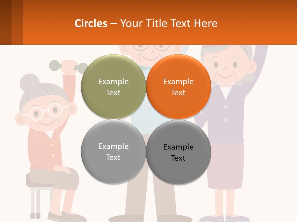 An Elderly Couple Exercising With Dumbbells And An Elderly Woman PowerPoint Template