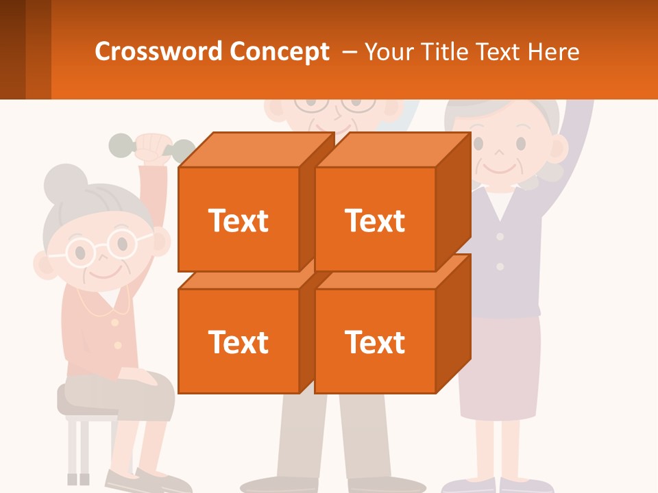 An Elderly Couple Exercising With Dumbbells And An Elderly Woman PowerPoint Template