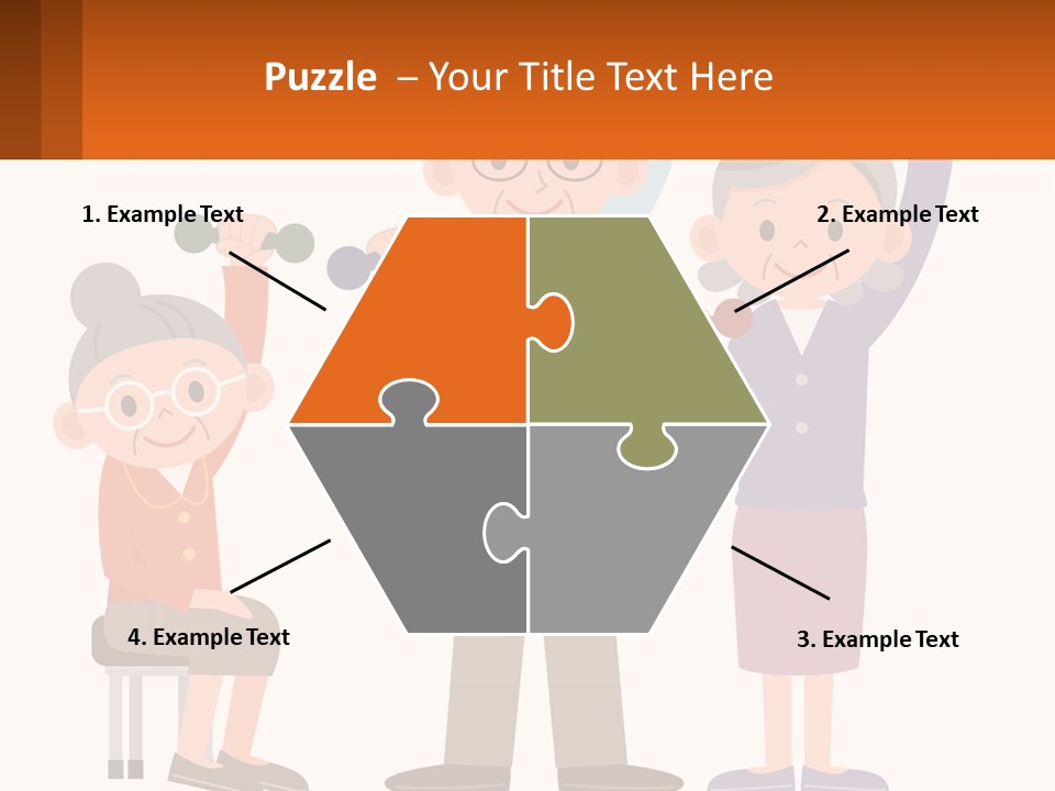 An Elderly Couple Exercising With Dumbbells And An Elderly Woman PowerPoint Template