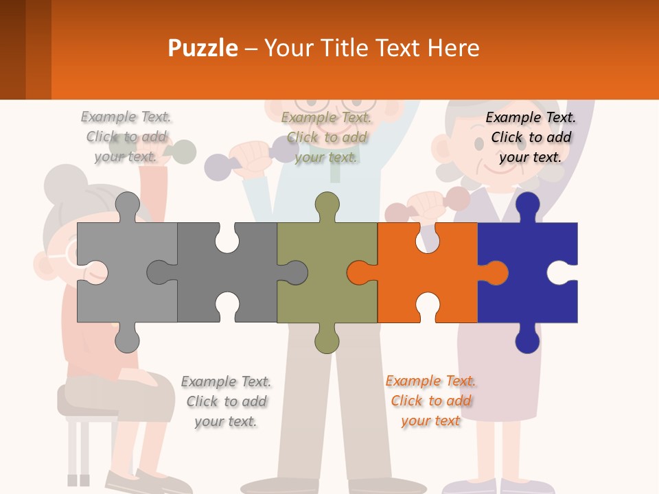 An Elderly Couple Exercising With Dumbbells And An Elderly Woman PowerPoint Template