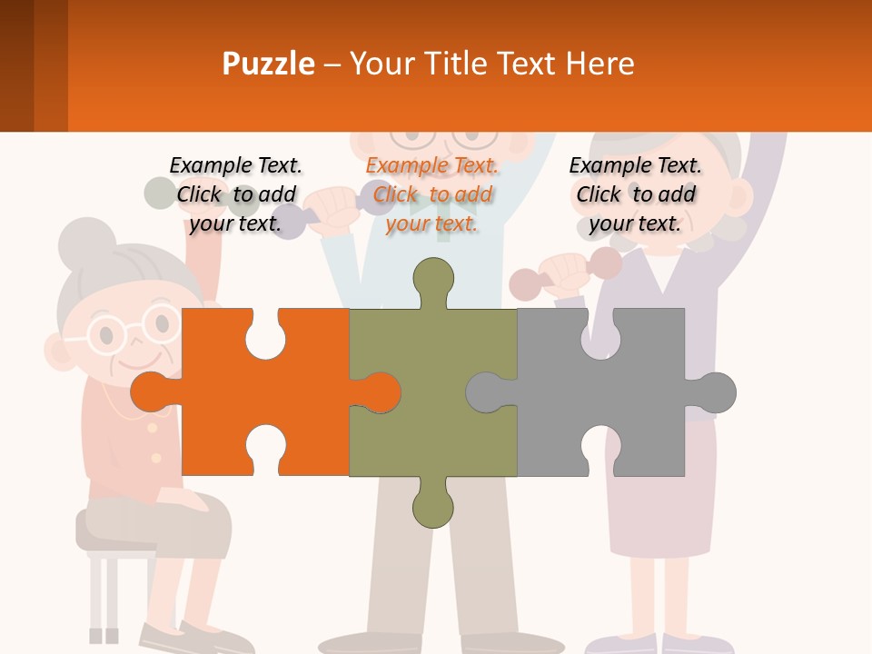 An Elderly Couple Exercising With Dumbbells And An Elderly Woman PowerPoint Template