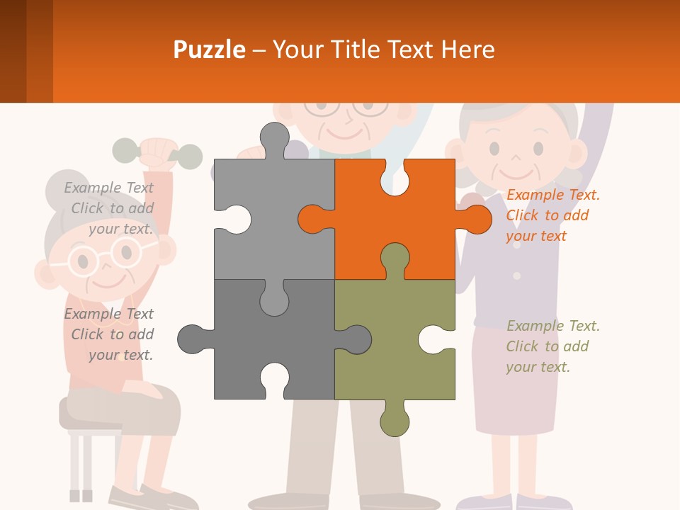 An Elderly Couple Exercising With Dumbbells And An Elderly Woman PowerPoint Template