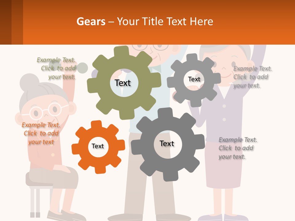 An Elderly Couple Exercising With Dumbbells And An Elderly Woman PowerPoint Template