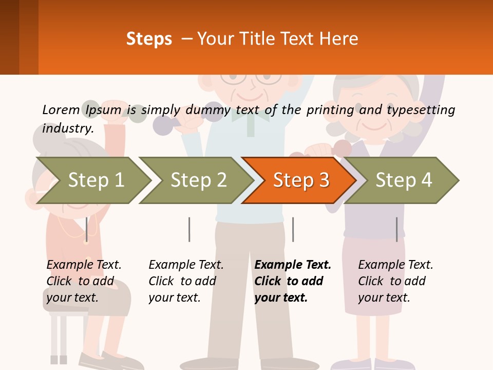 An Elderly Couple Exercising With Dumbbells And An Elderly Woman PowerPoint Template