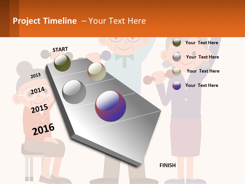 An Elderly Couple Exercising With Dumbbells And An Elderly Woman PowerPoint Template