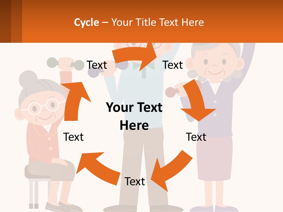 An Elderly Couple Exercising With Dumbbells And An Elderly Woman PowerPoint Template