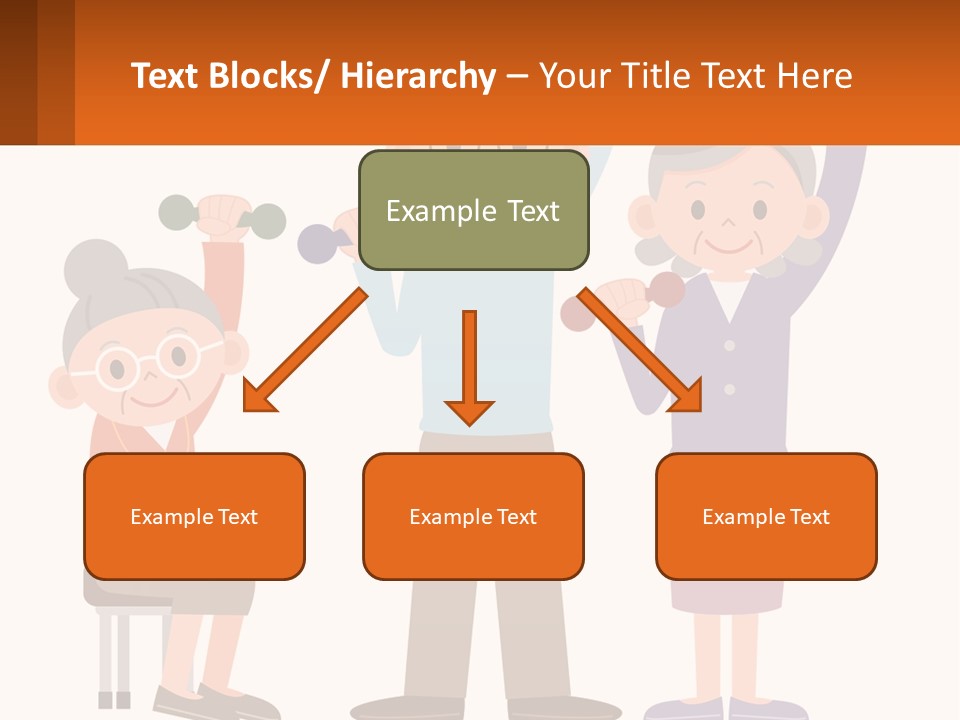 An Elderly Couple Exercising With Dumbbells And An Elderly Woman PowerPoint Template