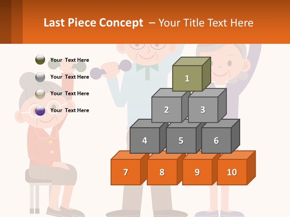 An Elderly Couple Exercising With Dumbbells And An Elderly Woman PowerPoint Template