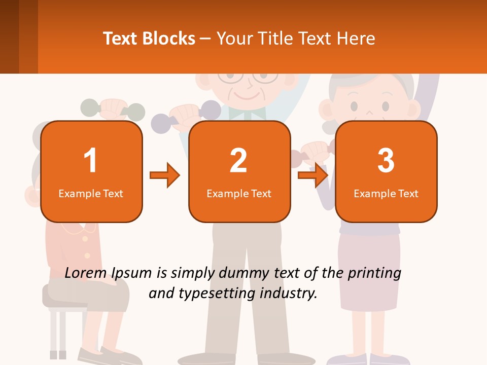 An Elderly Couple Exercising With Dumbbells And An Elderly Woman PowerPoint Template
