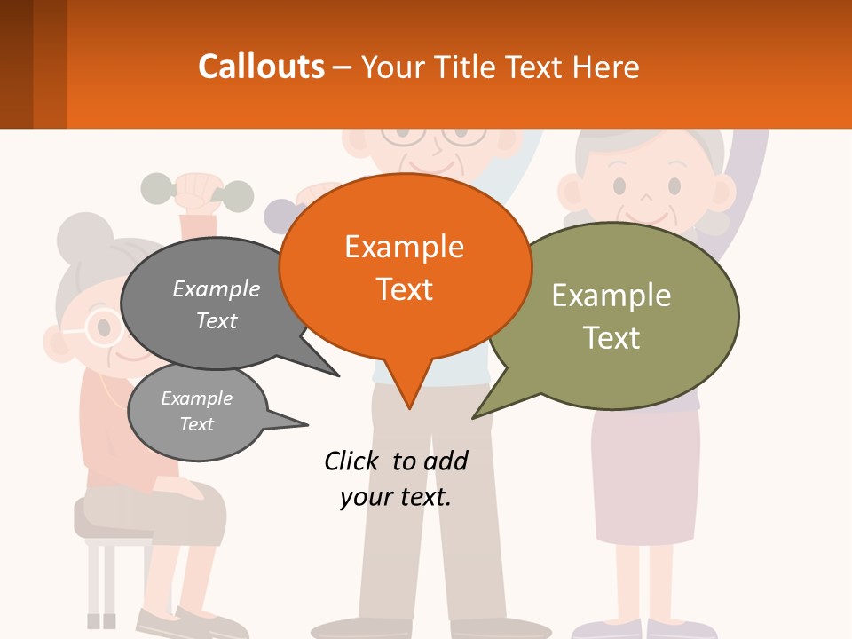 An Elderly Couple Exercising With Dumbbells And An Elderly Woman PowerPoint Template