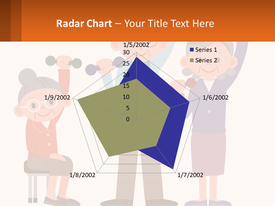 An Elderly Couple Exercising With Dumbbells And An Elderly Woman PowerPoint Template