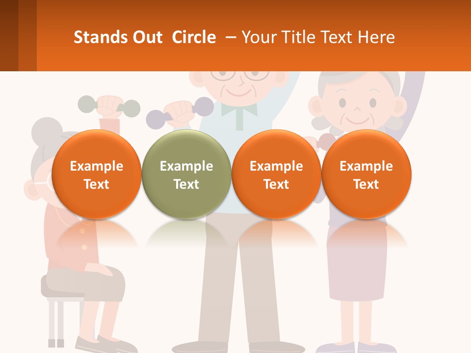 An Elderly Couple Exercising With Dumbbells And An Elderly Woman PowerPoint Template