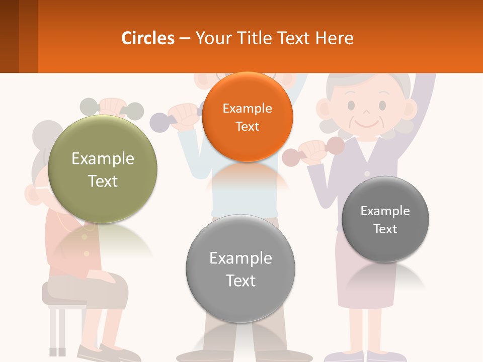 An Elderly Couple Exercising With Dumbbells And An Elderly Woman PowerPoint Template