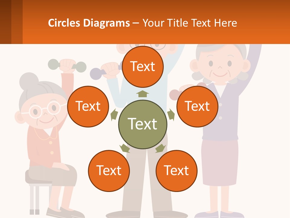 An Elderly Couple Exercising With Dumbbells And An Elderly Woman PowerPoint Template