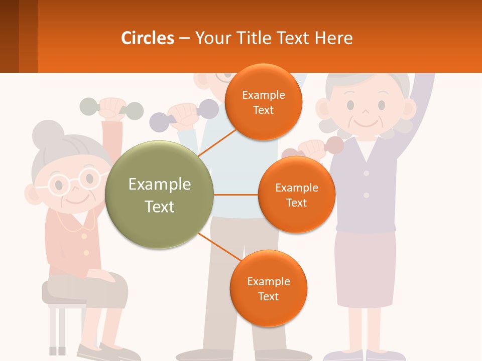 An Elderly Couple Exercising With Dumbbells And An Elderly Woman PowerPoint Template