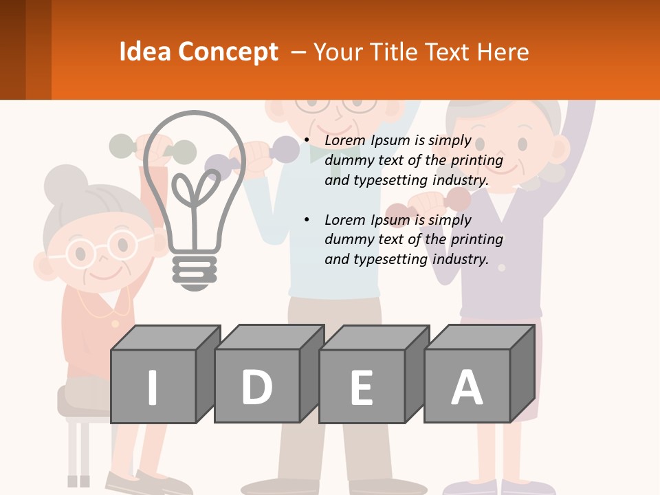 An Elderly Couple Exercising With Dumbbells And An Elderly Woman PowerPoint Template