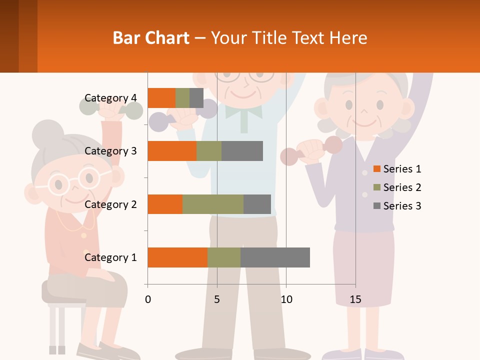 An Elderly Couple Exercising With Dumbbells And An Elderly Woman PowerPoint Template