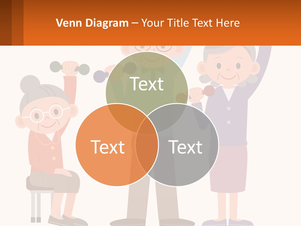 An Elderly Couple Exercising With Dumbbells And An Elderly Woman PowerPoint Template