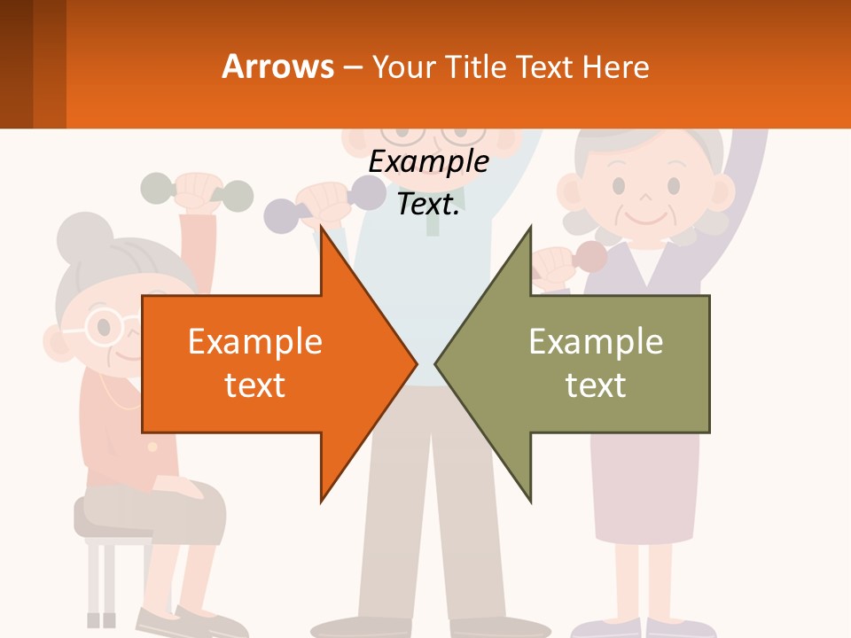 An Elderly Couple Exercising With Dumbbells And An Elderly Woman PowerPoint Template