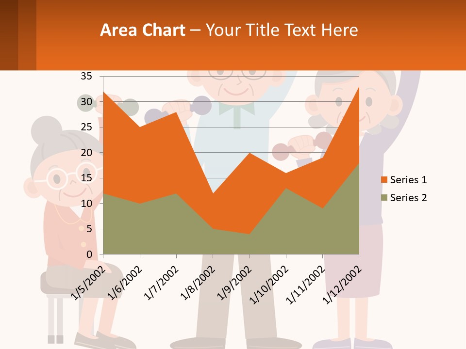 An Elderly Couple Exercising With Dumbbells And An Elderly Woman PowerPoint Template