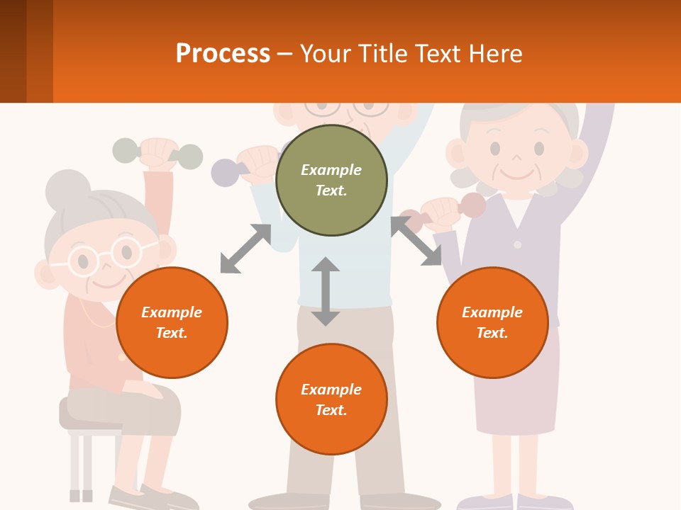 An Elderly Couple Exercising With Dumbbells And An Elderly Woman PowerPoint Template