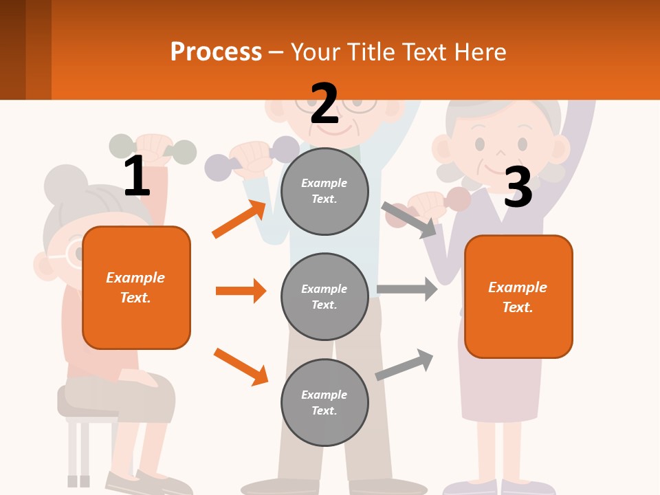 An Elderly Couple Exercising With Dumbbells And An Elderly Woman PowerPoint Template